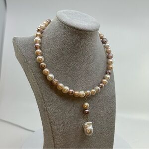 Multicolour Pink Pearl Choker with Detachable Pendant